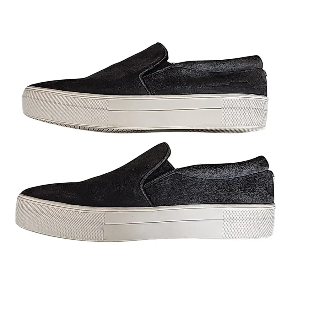 Steve Madden Womens Sz 7.5 Gills Gray Suede Platform Slip On Sneakers